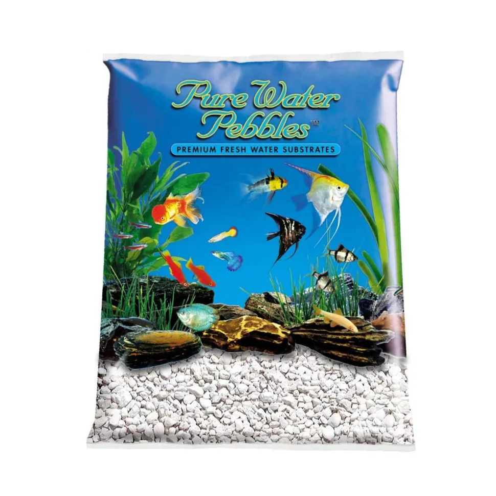 Pure Water Pebbles Premium Fresh Water Coated Aquarium Gravel Snow White - 5 lbs - 6 Count