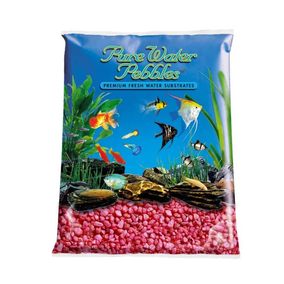Pure Water Pebbles Premium Fresh Water Coated Aquarium Gravel Neon Red - 5 lbs - 6 Count