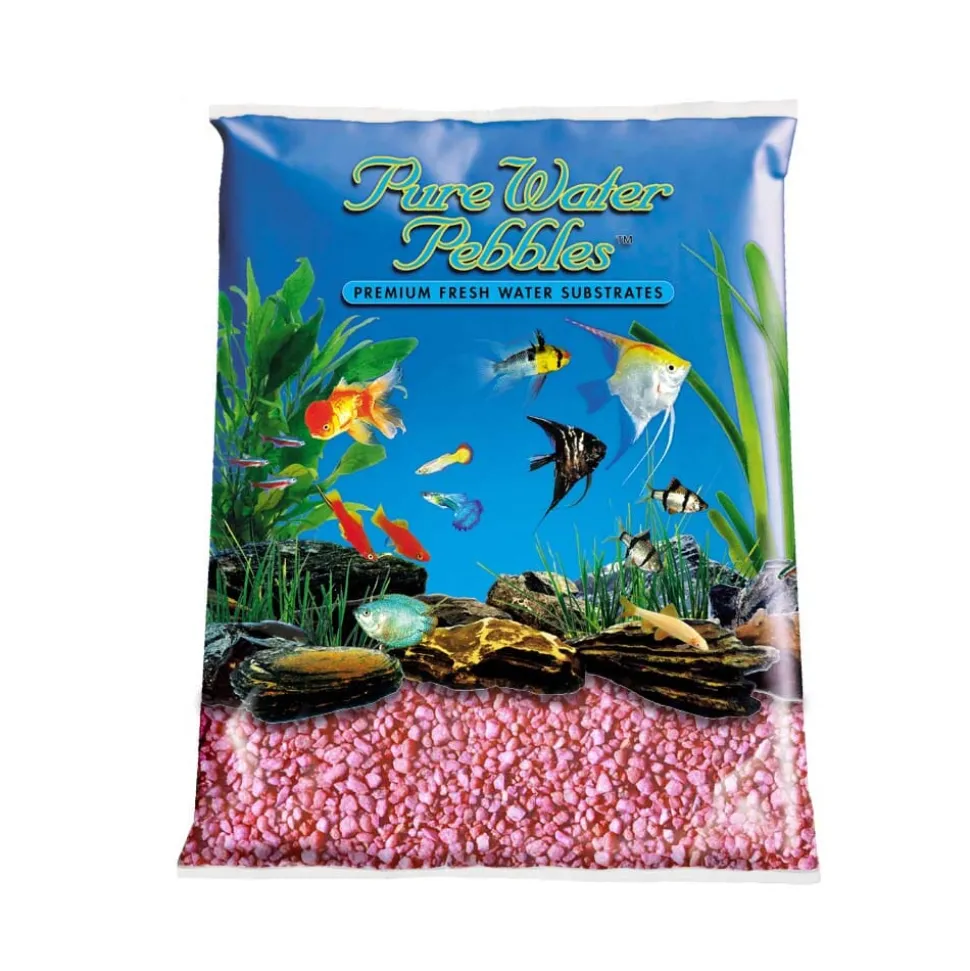 Pure Water Pebbles Premium Fresh Water Coated Aquarium Gravel Neon Pink - 2 lbs - 6 Count