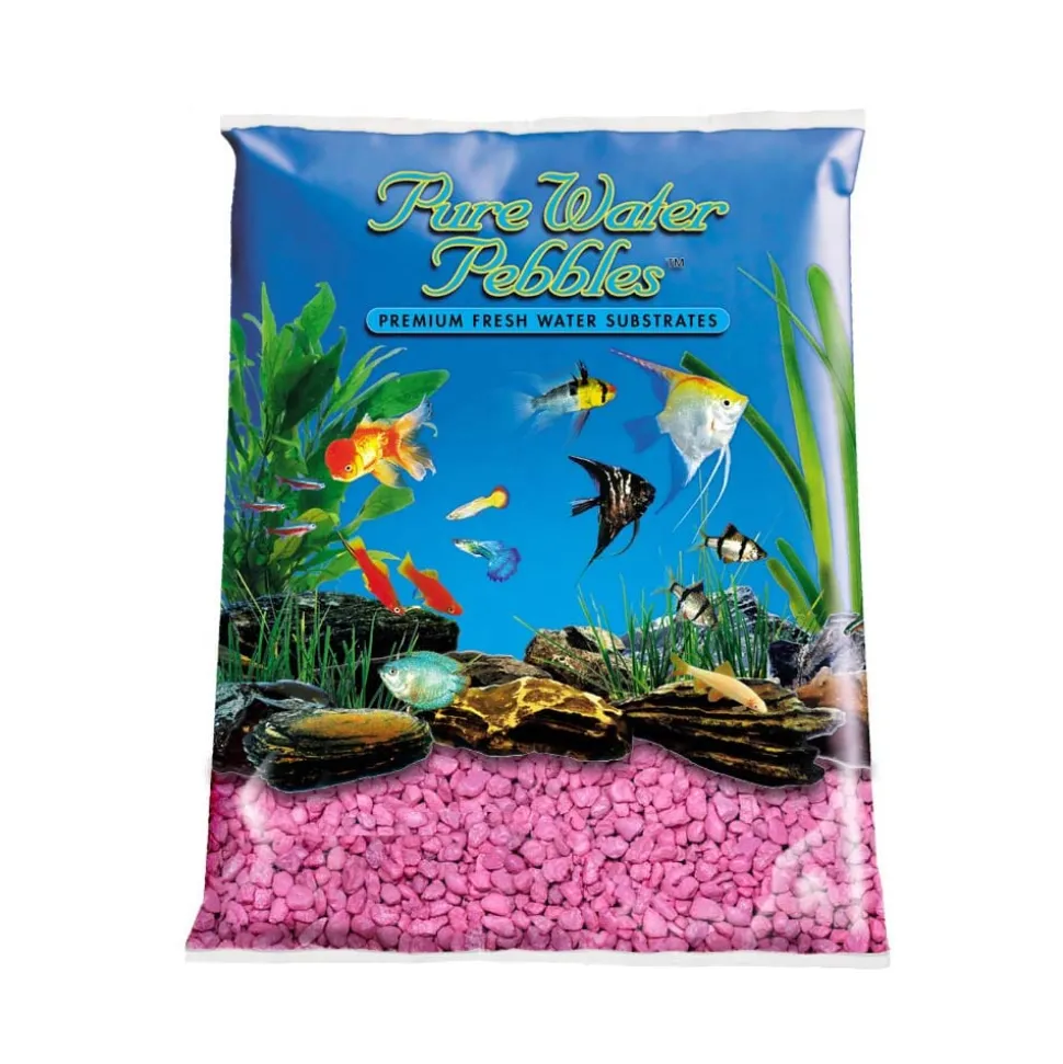 Pure Water Pebbles Premium Fresh Water Coated Aquarium Gravel Primrose Ping - 5 lbs - 6 Count