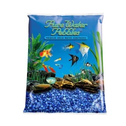 Pure Water Pebbles Premium Fresh Water Coated Aquarium Gravel Marine Blue - 5 lbs - 6 Count