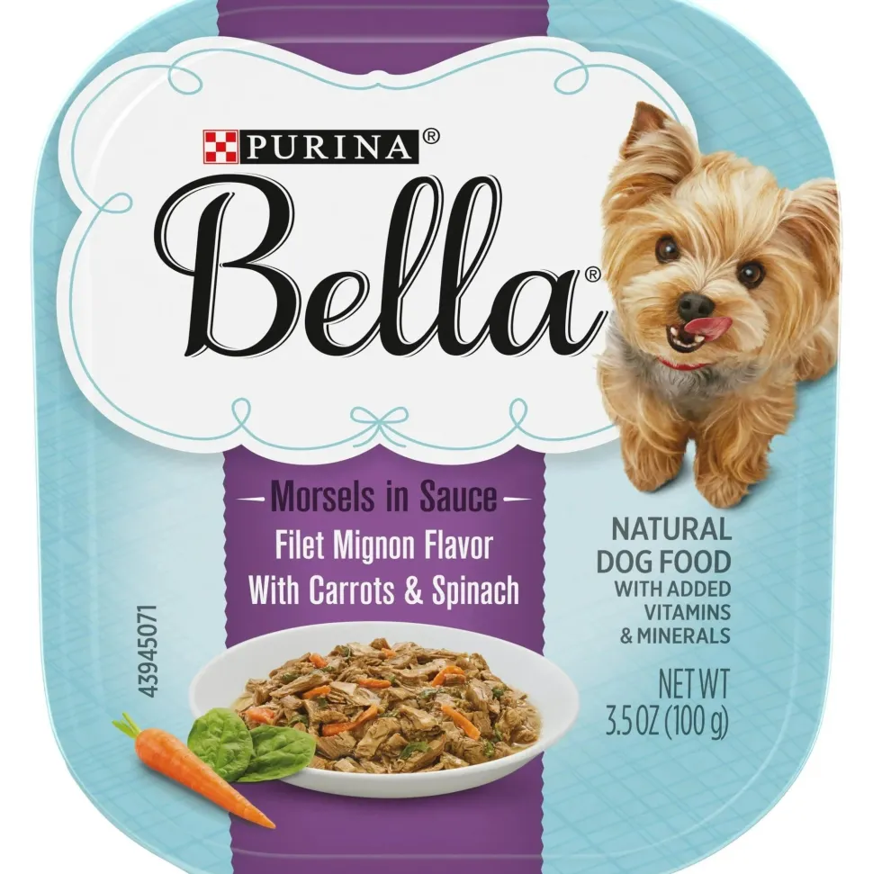 Purina Bella Filet Mignon Beef Morsals in Sauce Small-Breed Wet Dog Food Trays - 3.5 Oz - Case of 12