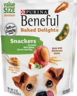Purina Beneful Baked Delights Snackers Peanut Butter with Fruits Veggies and Grains Crunchy Dog Treats - 22 Oz - 4 Pack