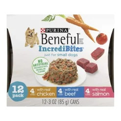 Purina Beneful Incredibites Chicken Salmon and Beef Pate Small-Breed Canned Dog Food - Variety Pack - 3 Oz - Case of 12 - 2 Pack