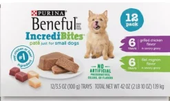 Purina Beneful IncrediBites Grilled Chicken and Filet Mignon Pate Small-Breed Wet Dog Food Trays - Variety Pack - 3.5 Oz - 12 Count