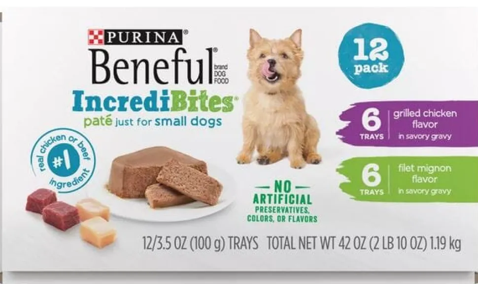 Purina Beneful IncrediBites Grilled Chicken and Filet Mignon Pate Small-Breed Wet Dog Food Trays - Variety Pack - 3.5 Oz - 12 Count