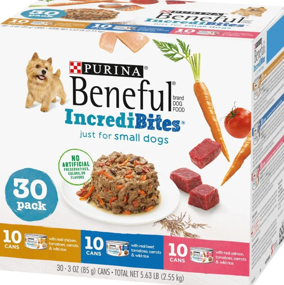 Purina Beneful Incredibites Chicken Salmon and Beef Pate Small-Breed Canned Dog Food - Variety Pack - 3 Oz - 30 Count