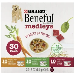 Purina Beneful Medley's Romana Mediterranean and Tusan Chicken Lamb and Beef Canned Dog Food - Variety Pack - 3 Oz - Case of 30