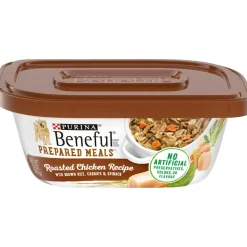 Purina Beneful Prepared Meals Roasted Chicken with Rice Carrots and Spinach Wet Dog Food Trays - 10 Oz - Case of 8