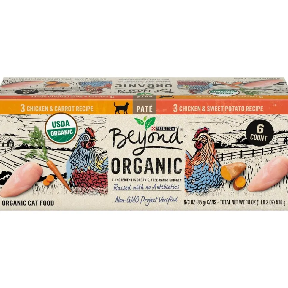 Purina Beyond Organic High-Protein Chicken Carrot and Sweet Potato Pate Canned Cat Food - Variety Pack - 3 Oz - Case of 6 - 4 Pack