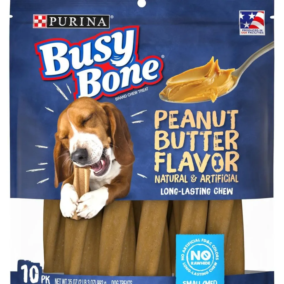 Purina Busy Bone Peanut Butter Flavor Hard Chews Dog Treats - Small/Medium - 35 Oz - Case of 4