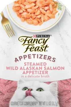 Purina Fancy Feast Appetizers Grain-Free Alaskan Salmon Wet Cat Food and Topper Pouch - 1.1 Oz - Case of 10