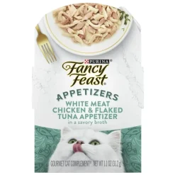 Purina Fancy Feast Appetizers Grain-Free Chicken and Flaked Tuna Wet Cat Food and Topper Pouch - 1.1 Oz - Case of 10