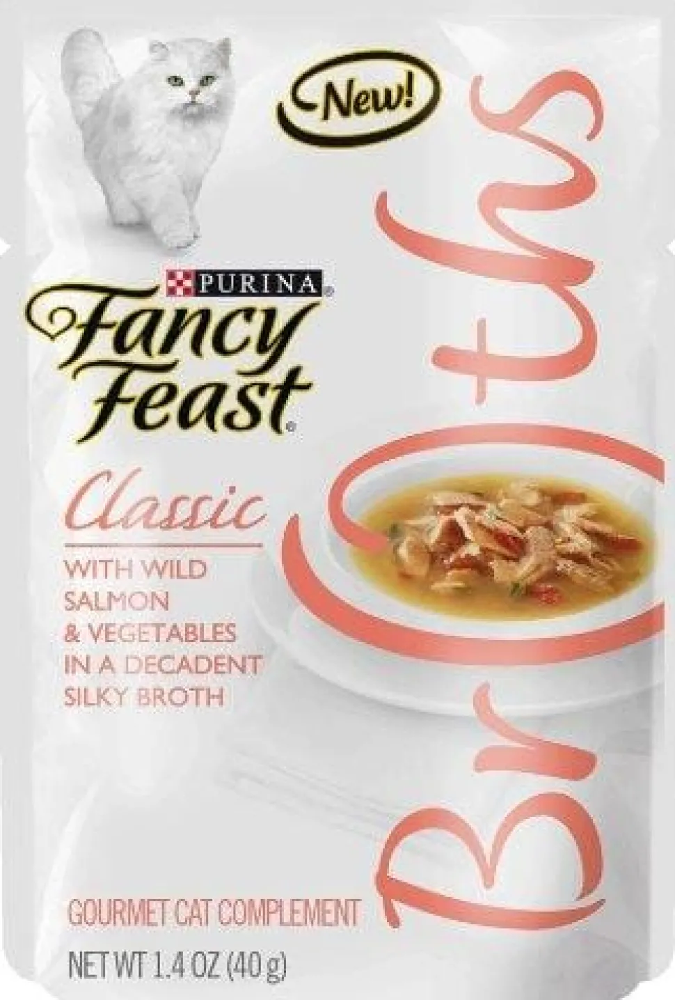 Purina Fancy Feast Broths Classic Salmon and Veggies Wet Cat Food or Topper Pouch - 1.4 Oz - Case of 16