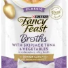 Purina Fancy Feast Broths Classic Skipjack Tuna and Veggie Senior Cat Wet Cat Food or Topper Pouch - 1.4 Oz - Case of 16