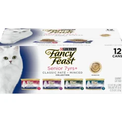 Purina Fancy Feast Chicken and Beef Pate and Minced in Gravy Senior Canned Cat Food - Variety Pack - 3 Oz - Case of 12 - 2 Pack