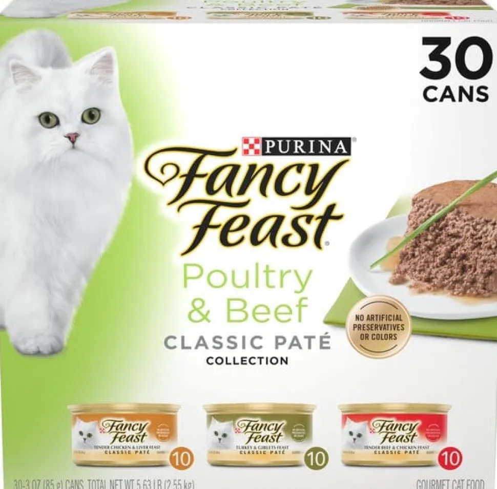 Purina Fancy Feast Classic Pate Poultry and Beef Canned Cat Food - Variety Pack - 3 Oz - Case of 30