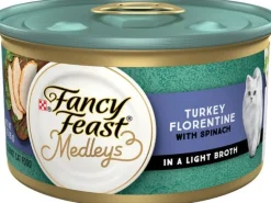 Purina Fancy Feast Elegant Medley's Turkey Florentine with Garden Greens Canned Cat Food - 3 Oz - Case of 24