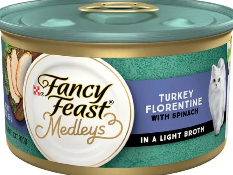 Purina Fancy Feast Elegant Medley's Turkey Florentine with Garden Greens Canned Cat Food - 3 Oz - Case of 24