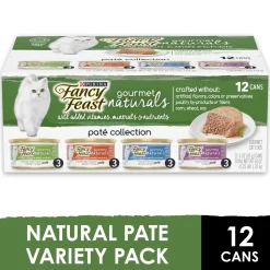 Purina Fancy Feast Gourmet Naturals Chicken Salmon Tuna and Beef Pate Canned Cat Food - Variety Pack - 3 Oz - Case of 12 - 2 Pack