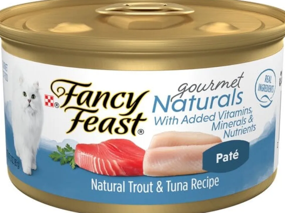 Purina Fancy Feast Gourmet Naturals Trout and Tuna Pate with Vitamins and Minerals Canned Cat Food - 3 Oz - Case of 12