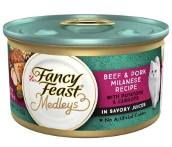 Purina Fancy Feast Medley's Milk-Based Beef and Pork Milanese with Carrots and Potatos in Savory Juices Canned Cat Food - 3 Oz - Case of 24