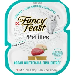 Purina Fancy Feast Petites Chicken Salmon Whitefish and Tuna Pate Entrée Wet Cat Food Trays - Variety Pack - 2.8 Oz - 12 Count