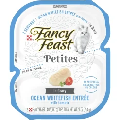 Purina Fancy Feast Petites Ocean Whitefish and Tomatoes in Gravy Wet Cat Food Trays - 2.8 Oz - Case of 12