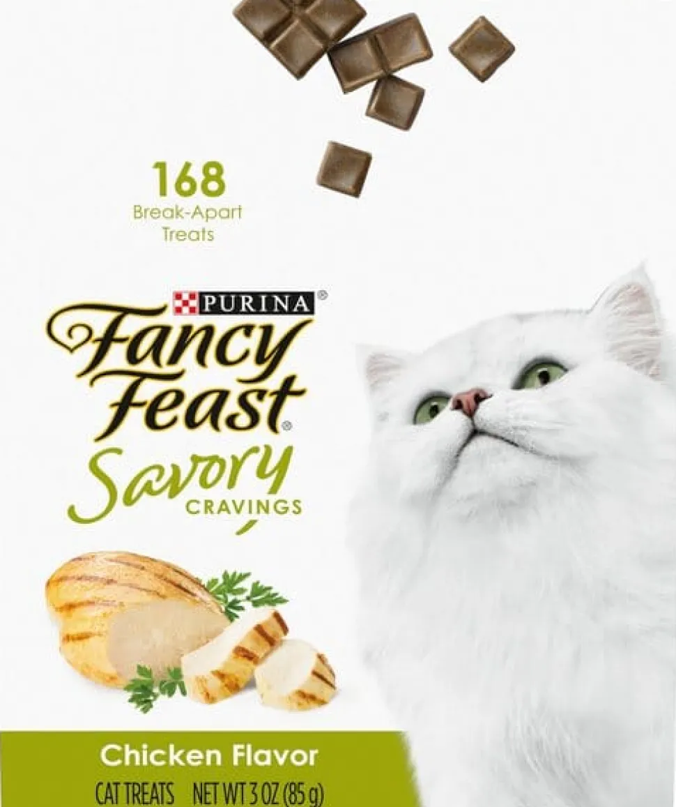 Purina Fancy Feast Savory Cravings Break-Apart Limited Ingredient Chicken Soft and Chewy Cat Treats - 3 Oz - Case of 10