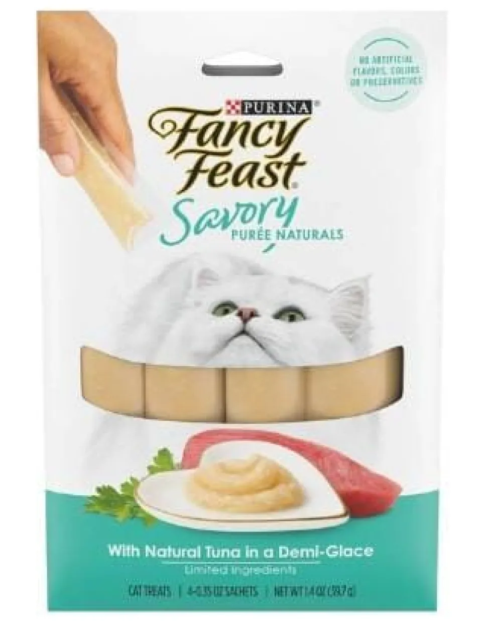 Purina Fancy Feast Savory Puree Naturals Tuna Squeezable Tubes Cat Treats - 1.4 Oz - Case of 30