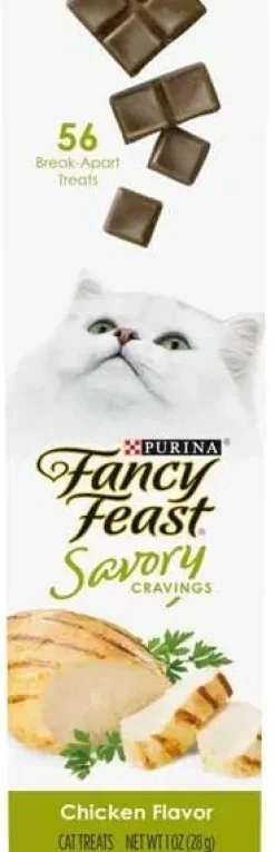Purina Fancy Feast Savory Cravings Break-Apart Limited Ingredient Chicken Soft and Chewy Cat Treats - 1 Oz - Case of 20