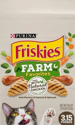 Purina Friskies Farm Favorites Chicken with Carrots and Spinach Dry Cat Food - 3.15 Lbs - Case of 4