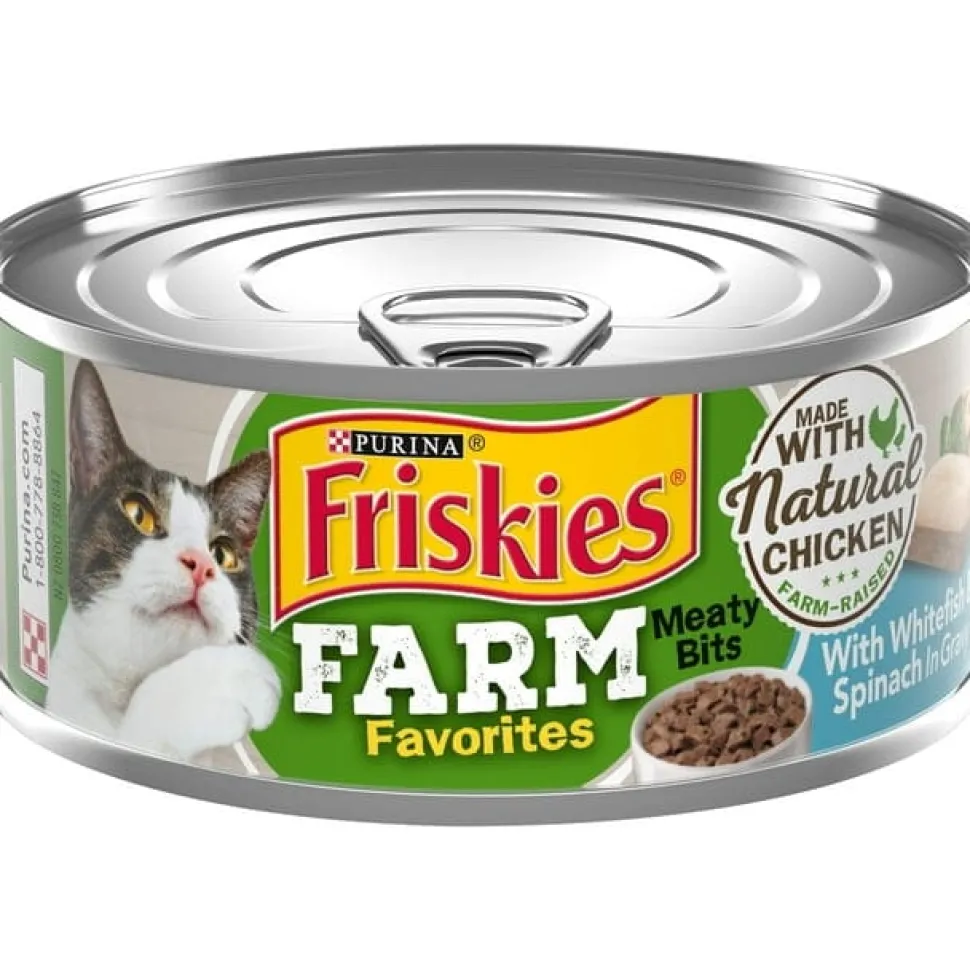 Purina Friskies Farm Favorites Chicken and Whitefish with Spinach in Gravy Canned Cat Food - 5.5 Oz - Case of 24