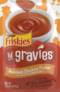 Purina Friskies Lil' Gravies Roasted Chicken Wet Cat Food Topper Pouch - 1.55 Oz - Case of 16