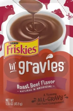 Purina Friskies Lil' Gravies Roast Beef Wet Cat Food Topper Pouch - 1.55 Oz - Case of 16