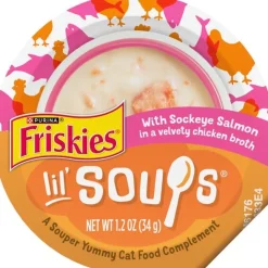 Purina Friskies Lil' Soups Compliments Salmon in Chicken Broth Puree Wet Cat Food Topper or Treat - 1.2 Oz - Case of 8