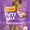 Purina Friskies Party Mix Gravy-licious Crunch Turkey and Gravy Crunchy Cat Treats - 6 Oz - Case of 6