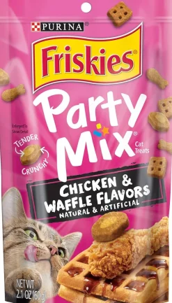 Purina Friskies Party Mix Chicken and Waffles Flavor Crunchy Cat Treats - 2.1 Oz - Case of 10