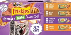 Purina Friskies Pate Favorites Mixed Grill Chicken Turkey and Liver Pate Canned Cat Food - Variety Pack - 5.5 Oz - Case of 32