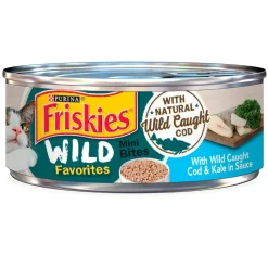 Purina Friskies Wild Favorites Mini Bites Wild-Caught Cod and Kale Canned Cat Food - 5.5 Oz - Case of 24