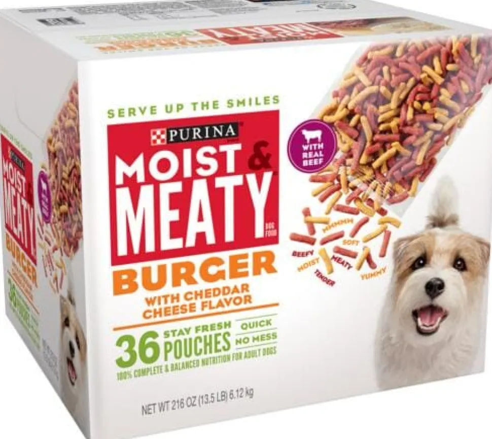 Purina Moist and Meaty Burger Beef and Chedder Cheese Flavor Dry Dog Food Pouches - 36 Pack - 216 Oz