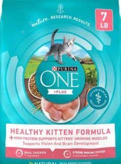 Purina One + Plus Healthy Kitten Formula High-Protein and Immune Support Chicken Dry Cat Food - 7 Lbs - Case of 4