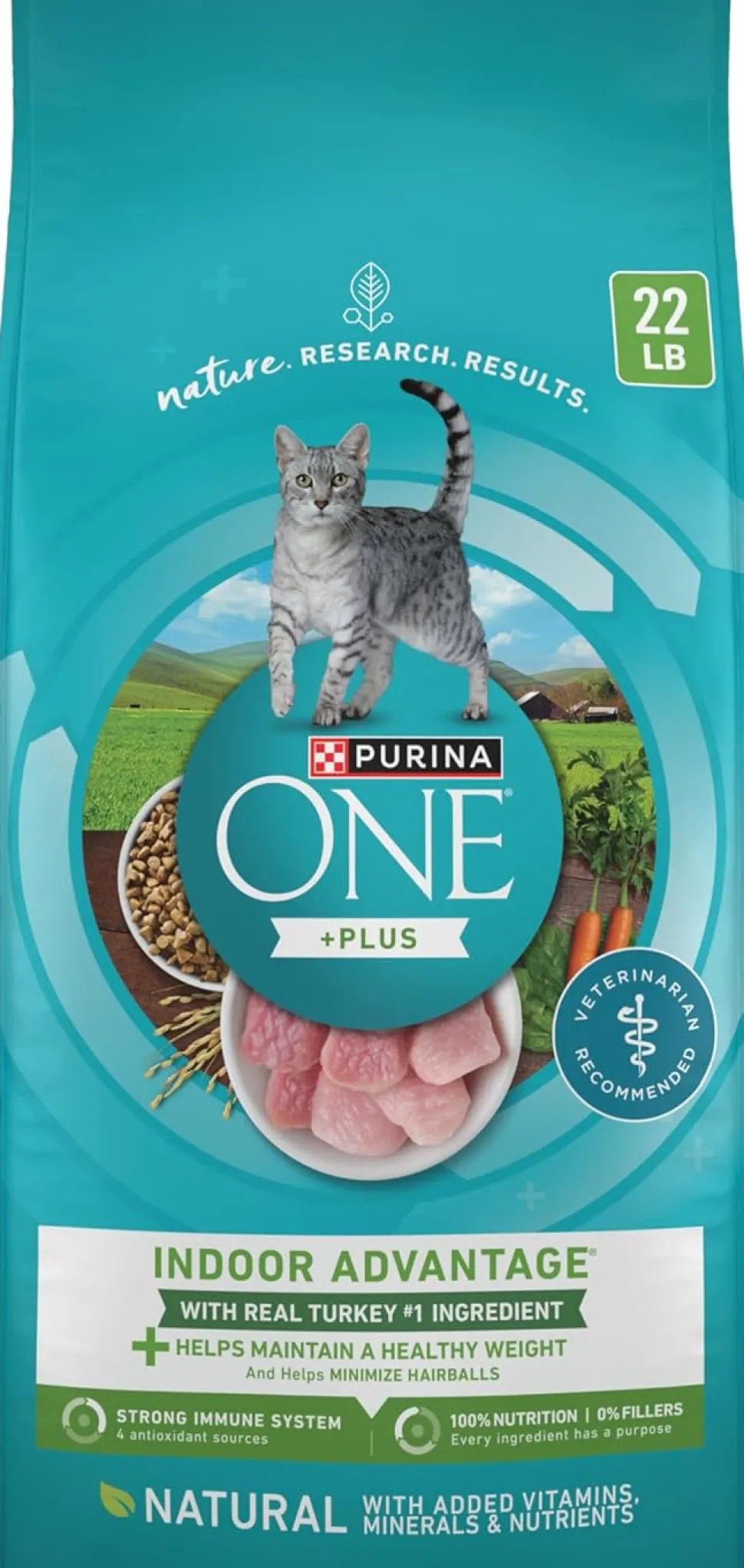 Purina One + Plus Indoor Advantage Healthy Weight and Immune Support Turkey Adult Dry Cat Food - 22 Lbs