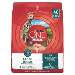 Purina One + Plus Large-Breed Puppy Formula High-Protein Muscle and Heart Chicken Dry Dog Food - 40 Lbs