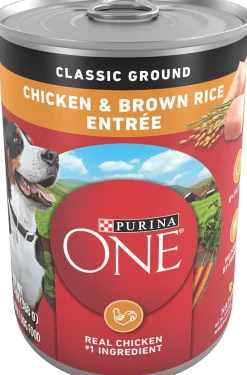 Purina One SmartBlend Classic Ground Chicken and Brown Rice Entrée Adult Canned Dog Food - 13 Oz - Case of 12