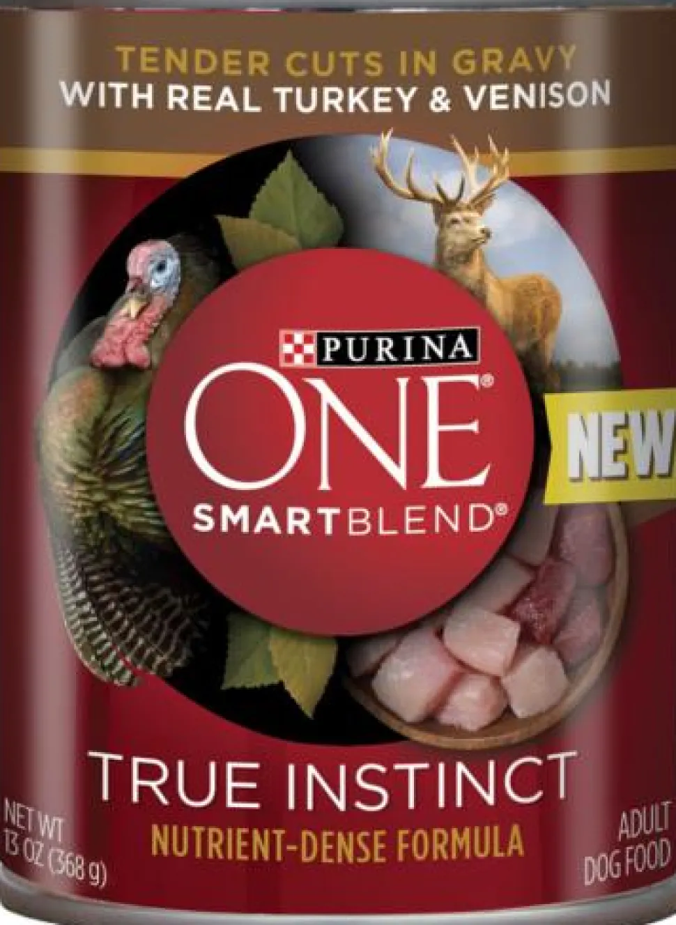 Purina One SmartBlend True Instinct Turkey and Venison Cuts in Gravy Canned Dog Food - 13 Oz - Case of 12