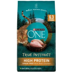 Purina One True Instinct High-Protein Grain-Free Chicken Adult Dry Cat Food - 6.3 Lbs - Case of 4