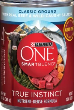 Purina One True Instinct Classic Ground Beef and Wild-Caught Salmon Canned Dog Food - 13 Oz - Case of 12