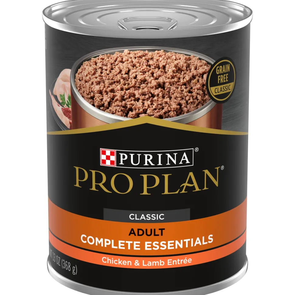 Purina Pro Plan Complete Essentials Grain-Free Classic Chicken and Lamb Pate Entrée Adult Canned Dog Food - 13 Oz - Case of 12