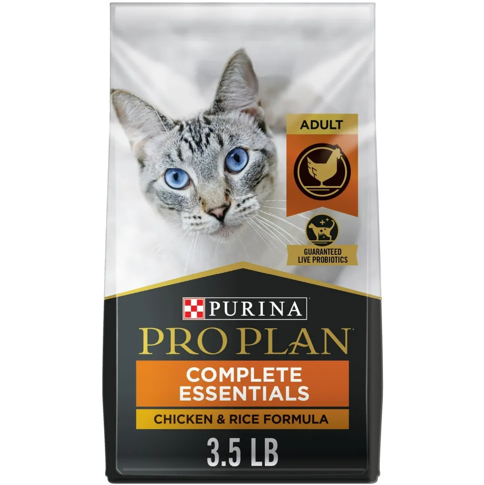 Purina Pro Plan Complete Essentials Chicken and Rice Adult Dry Cat Food - 3.5 Lbs - Case of 6